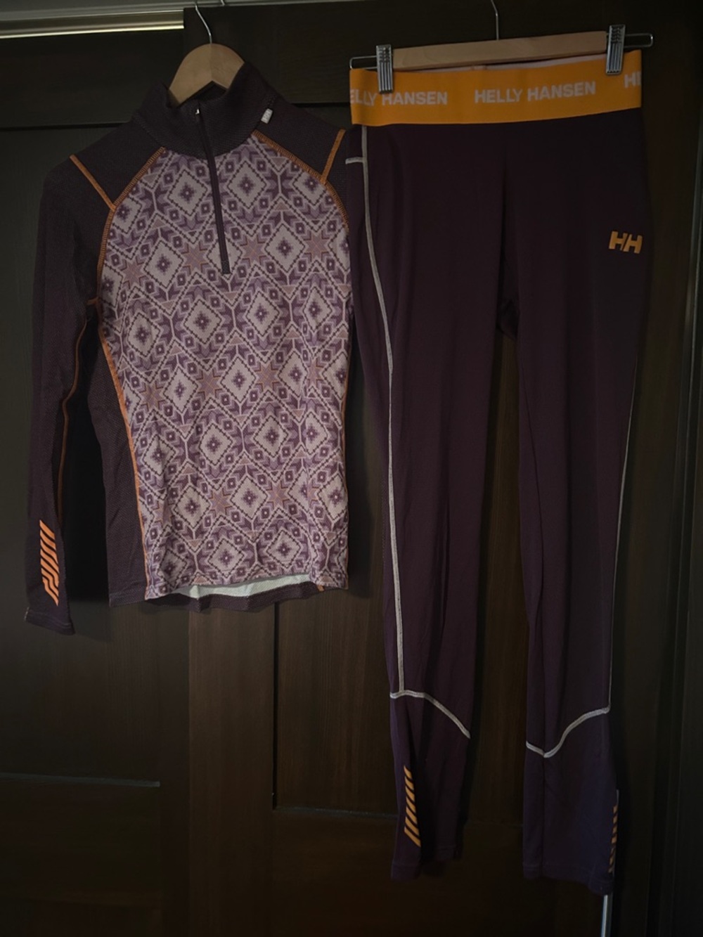 Helly Hansen Plum and Orange Thermal Base Layer Set